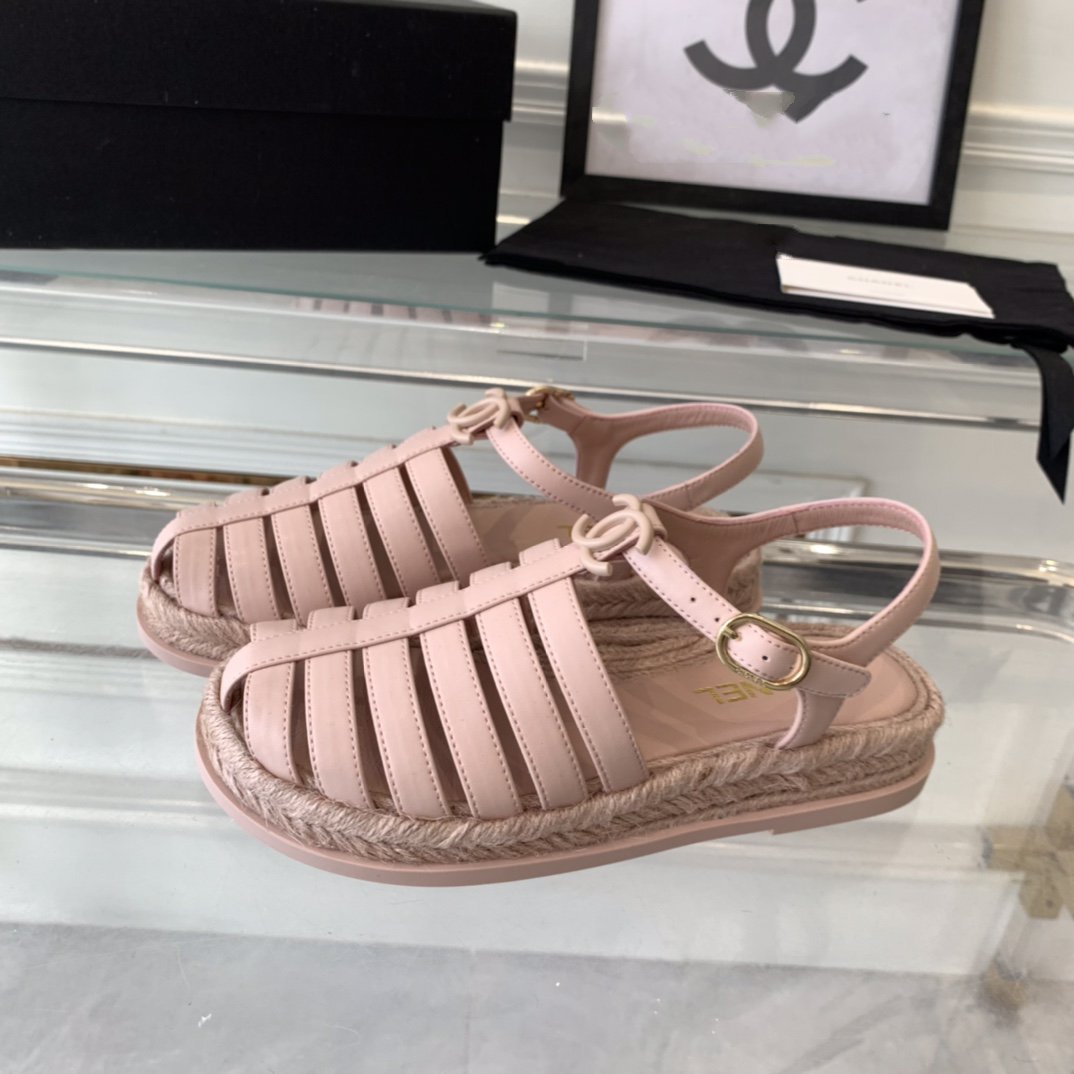 cc roman sandals pink lambskin