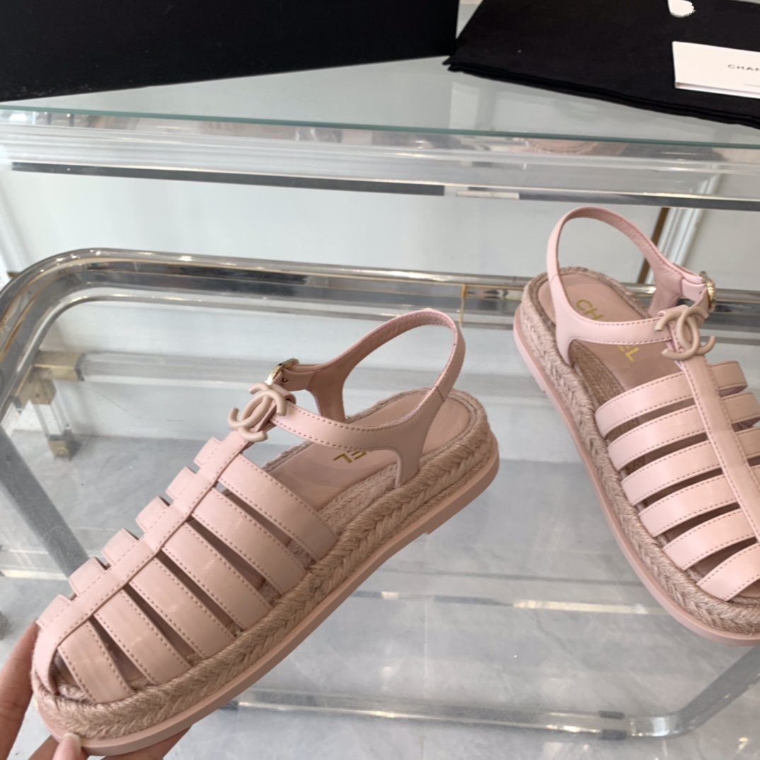 cc roman sandals pink lambskin