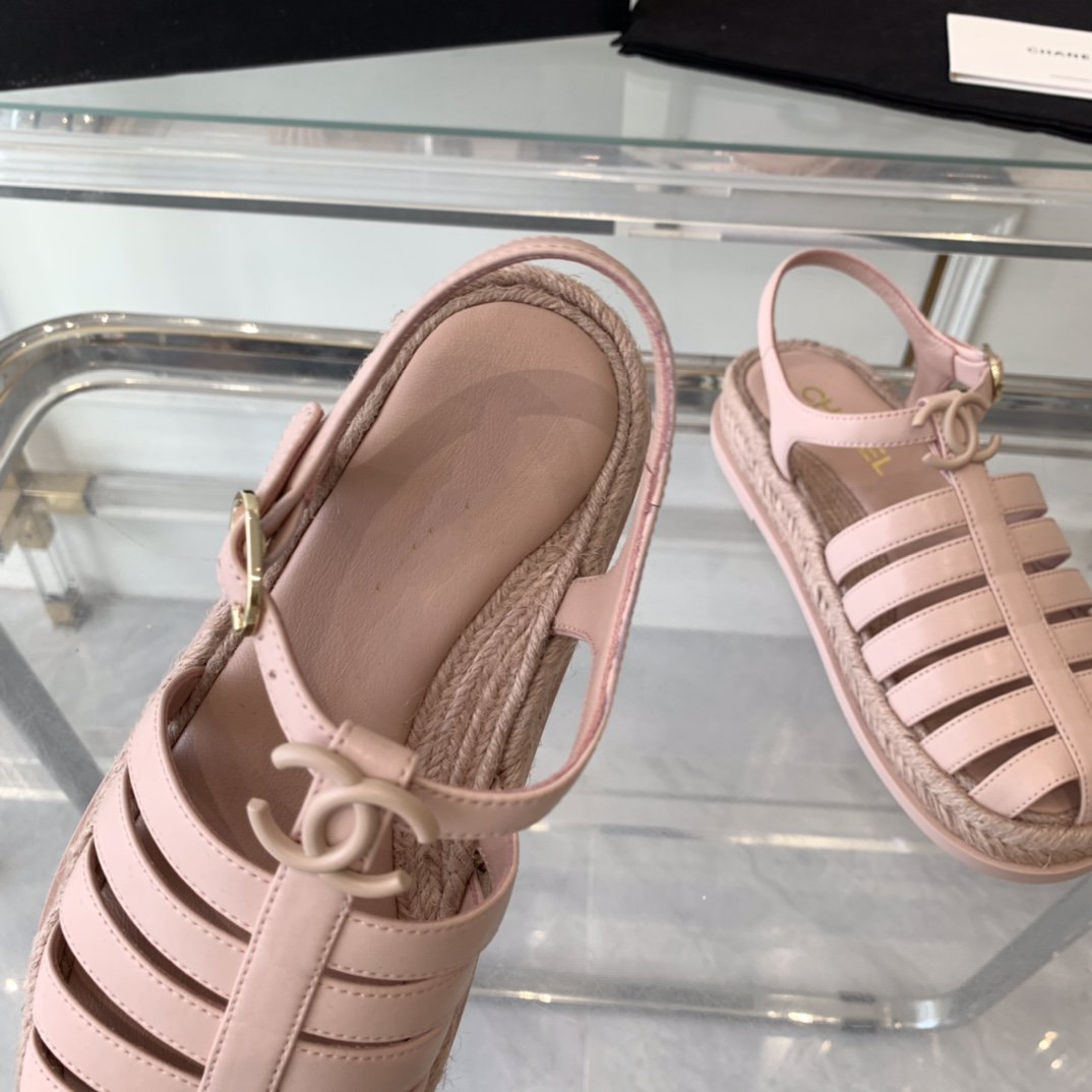 cc roman sandals pink lambskin