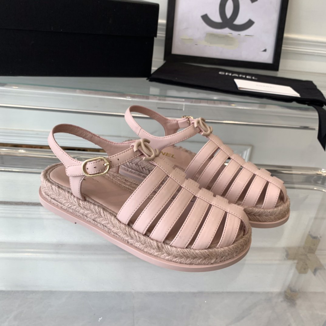 cc roman sandals pink lambskin