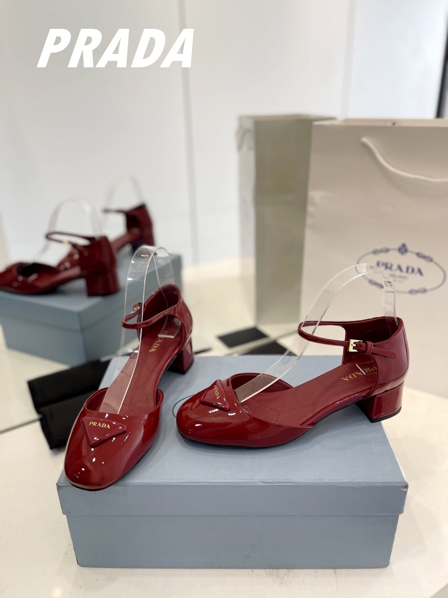 Pra Slingback 40 Square Sole Wine Patent Leather