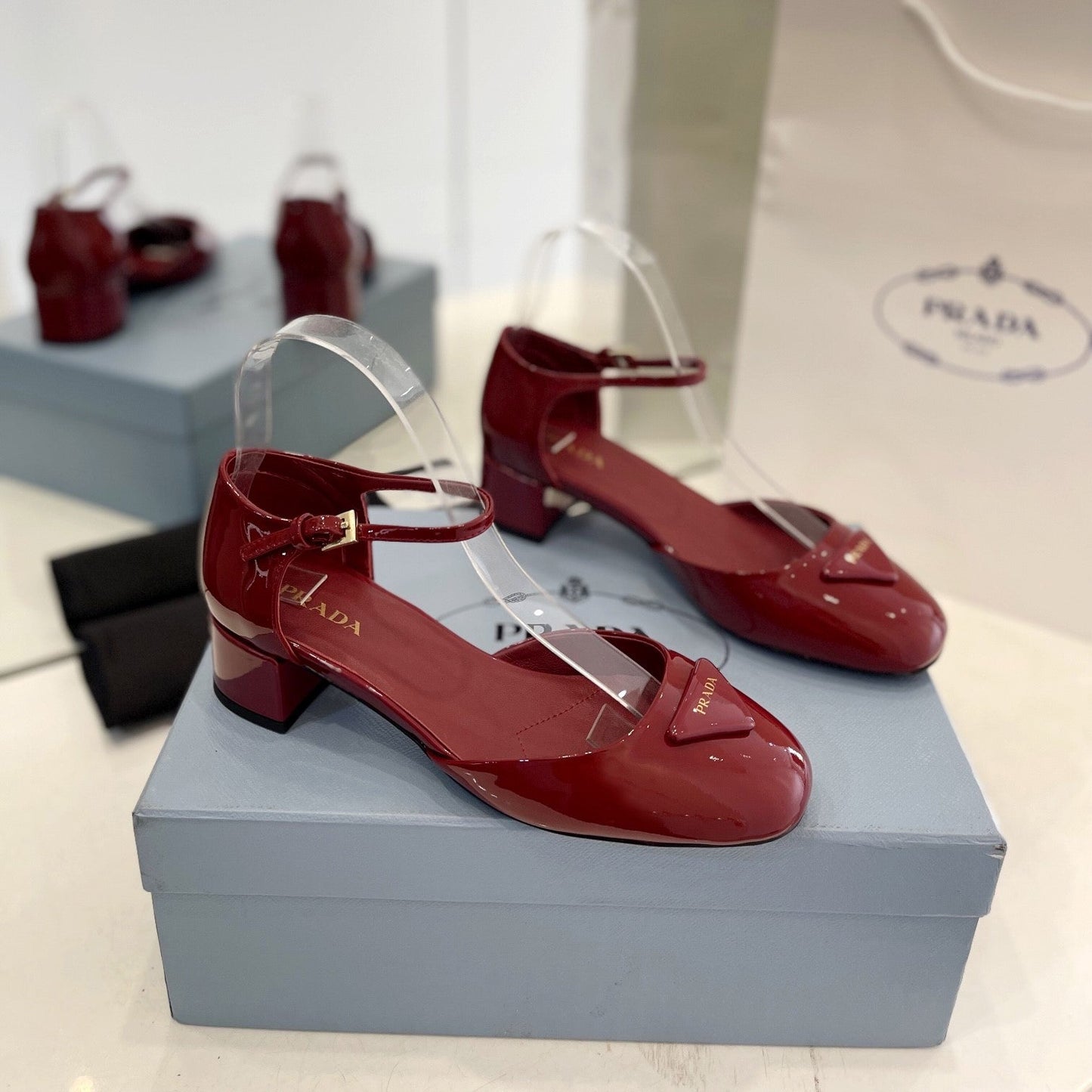 Pra Slingback 40 Square Sole Wine Patent Leather