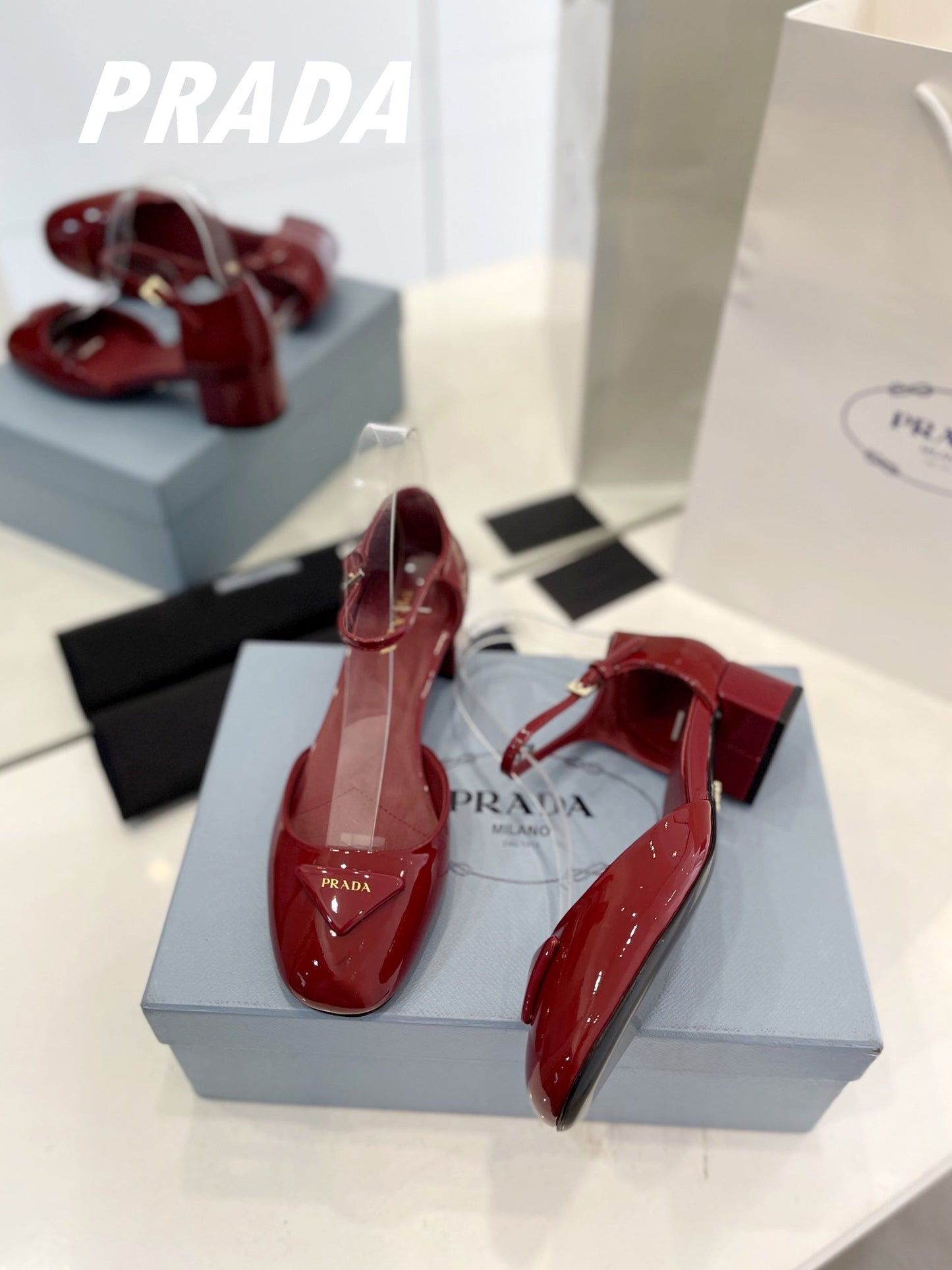 Pra Slingback 40 Square Sole Wine Patent Leather