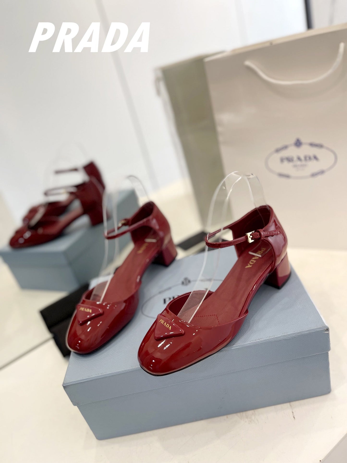 Pra Slingback 40 Square Sole Wine Patent Leather