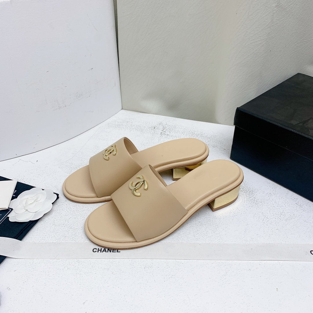 mule sandal 50 beige gold lambskin