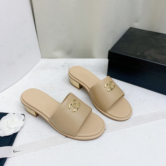 mule sandal 50 beige gold lambskin