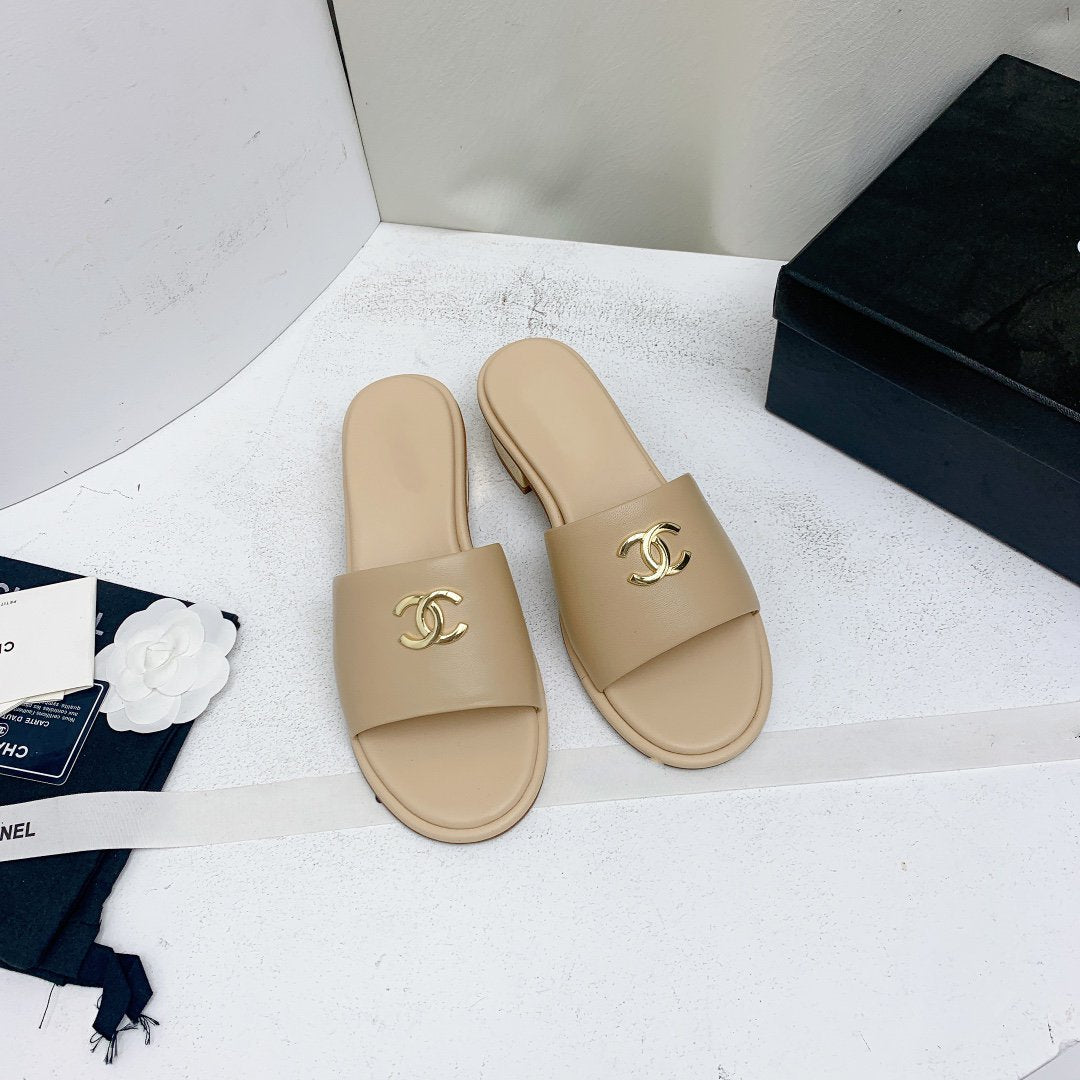 mule sandal 50 beige gold lambskin