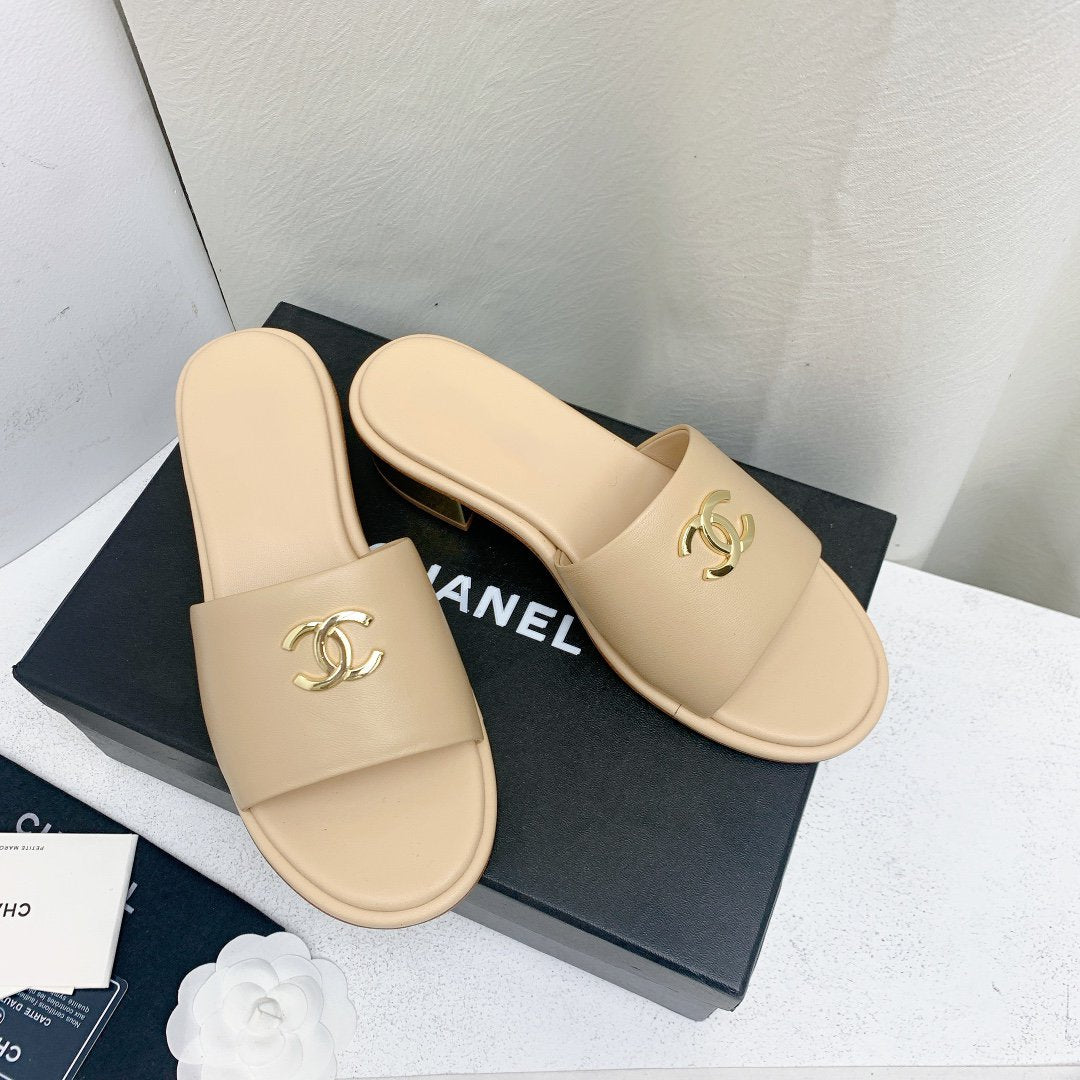 mule sandal 50 beige gold lambskin