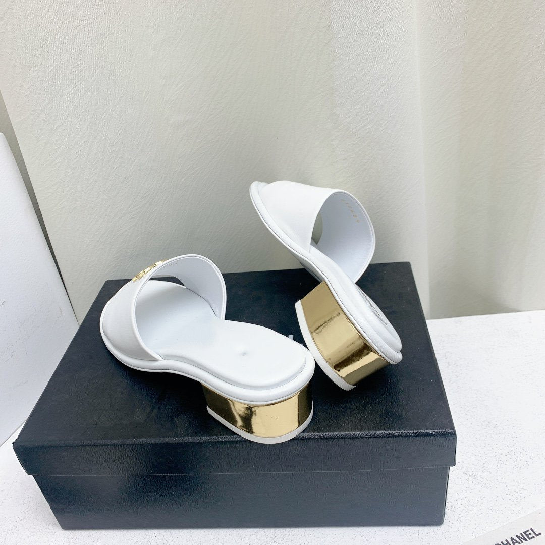 mule sandal 50 white gold lambskin