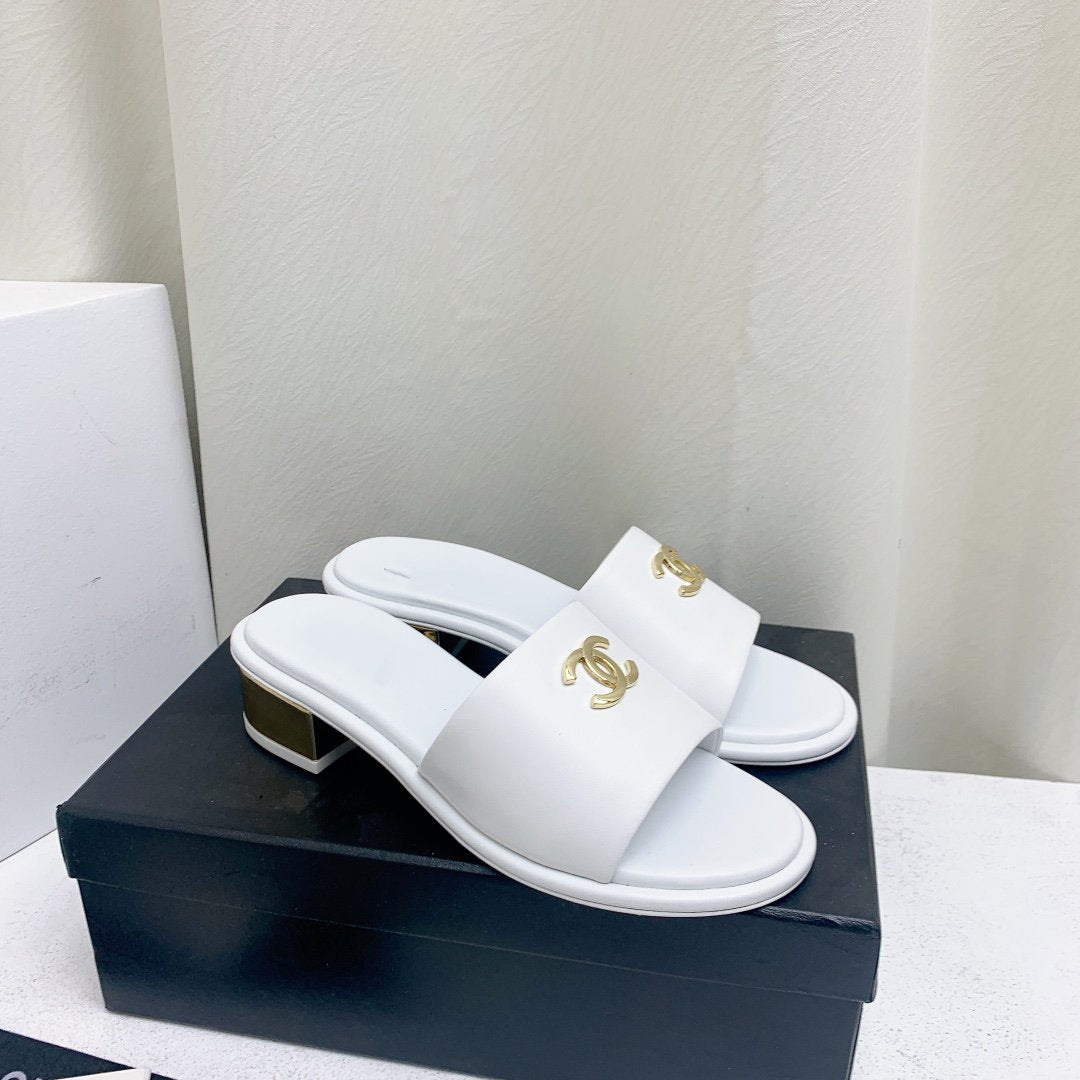 mule sandal 50 white gold lambskin