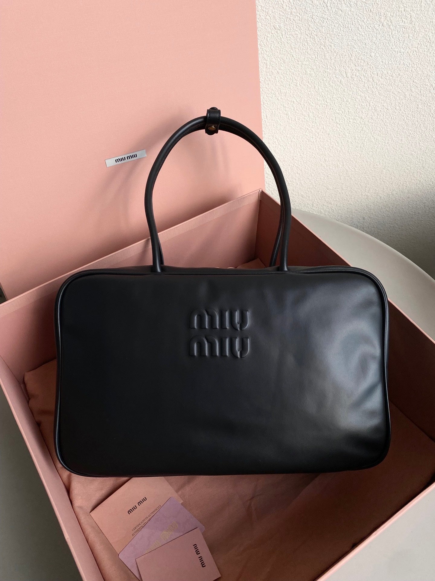 BEAU BAG 34 IN BLACK LEATHER