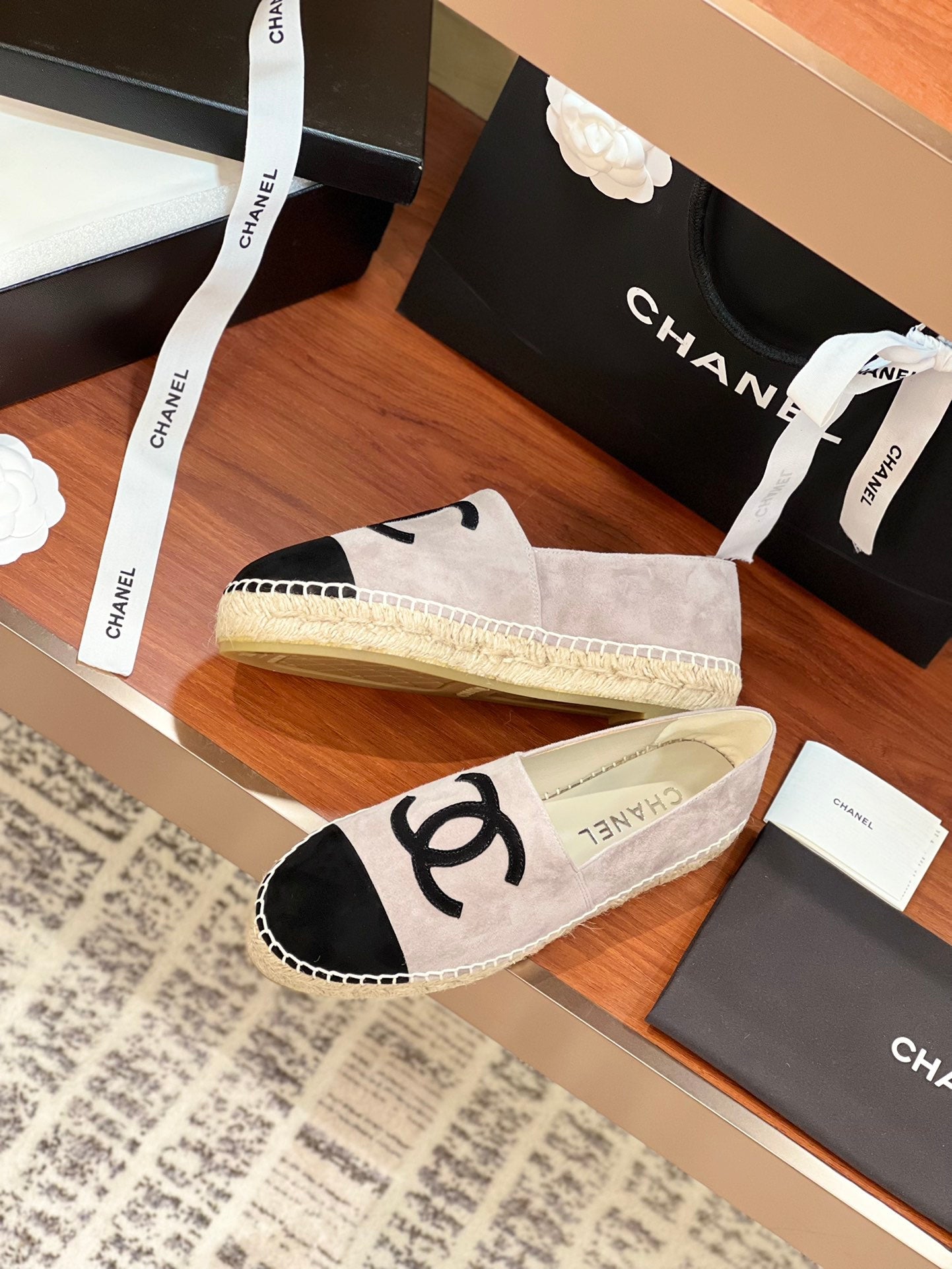 cc espadrilles grey black suede