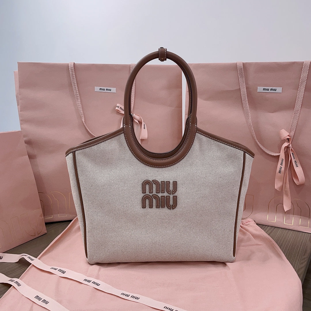 MIU IVY CANVAS 28CM TOTE BAG