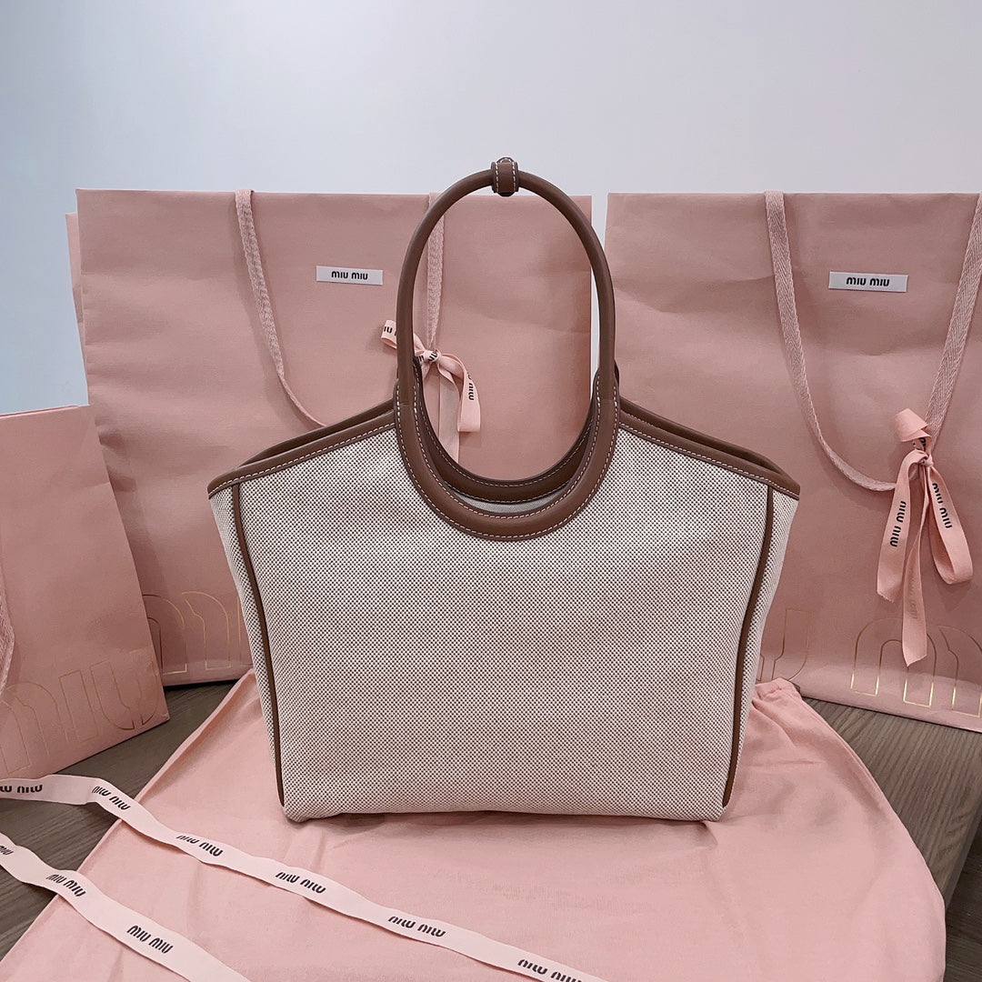 MIU IVY CANVAS 28CM TOTE BAG