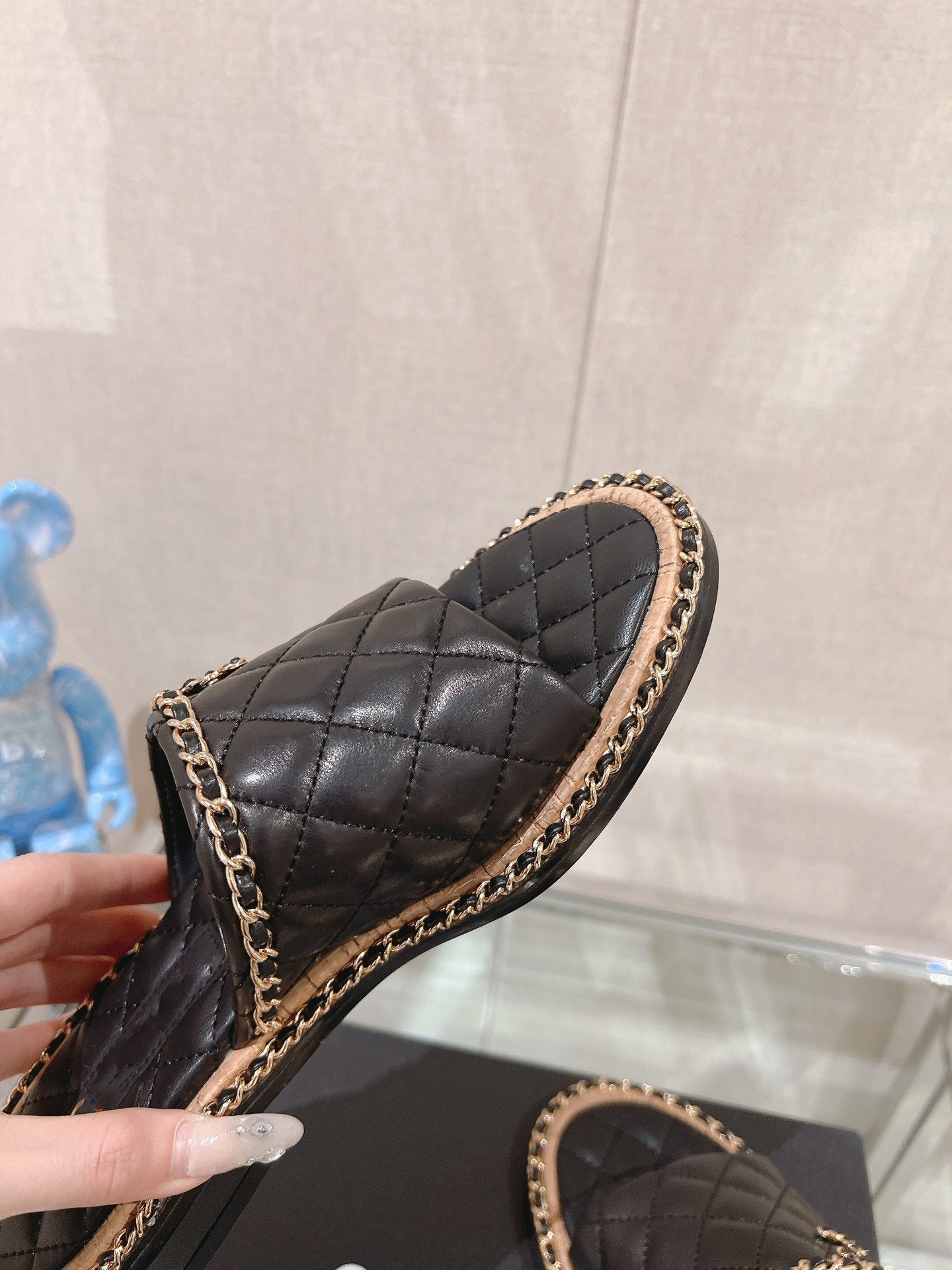 mule sandal 30 black quilted lambskin