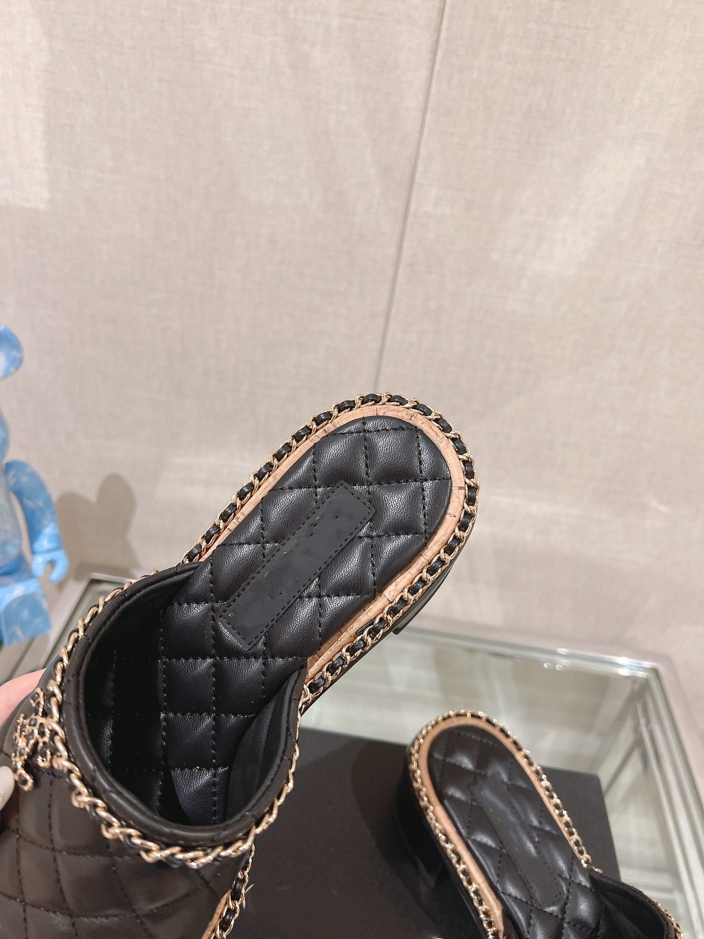 mule sandal 50 black quilted lambskin