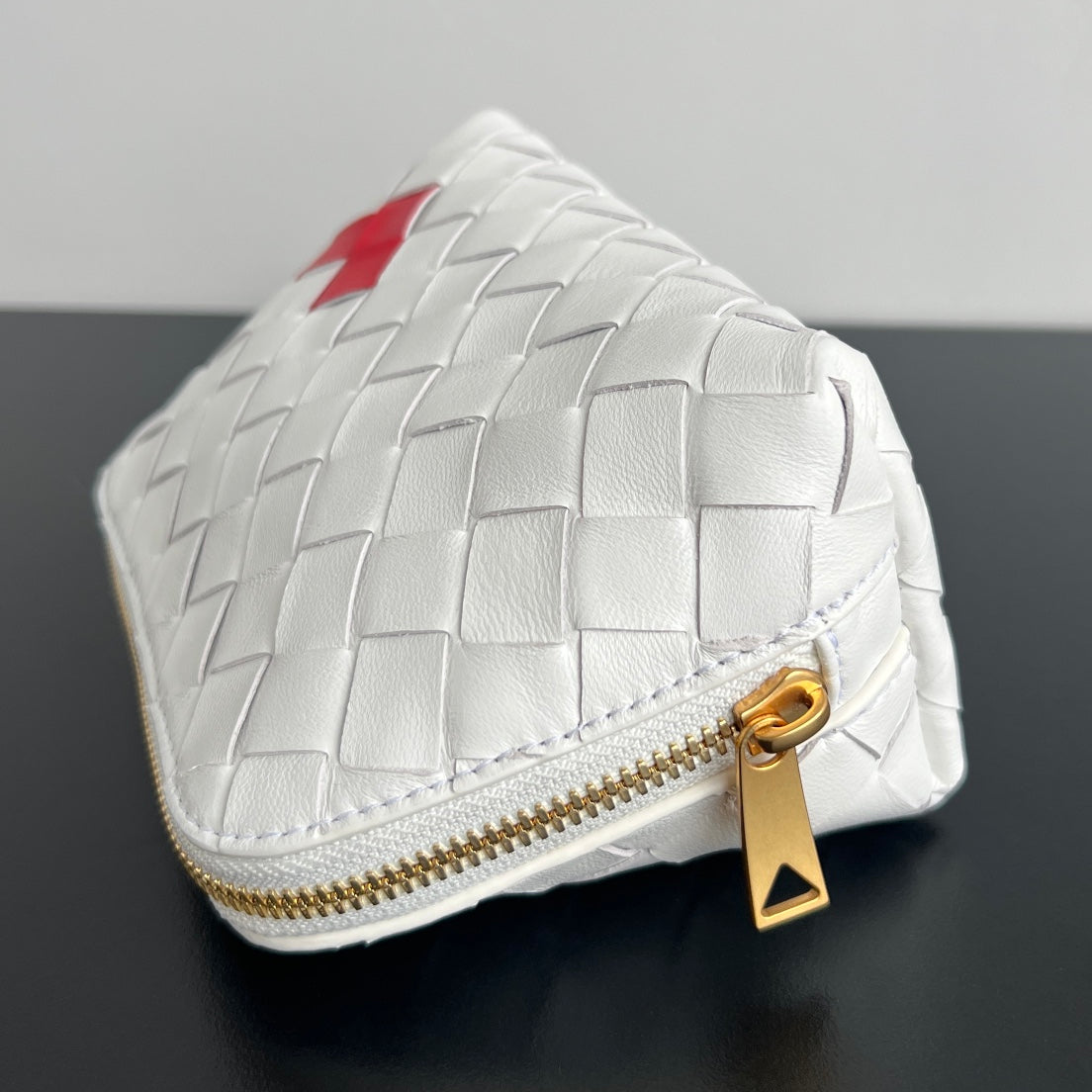 INTRECCIATO 16 BAG IN WHITE MIX RED LAMBSKIN