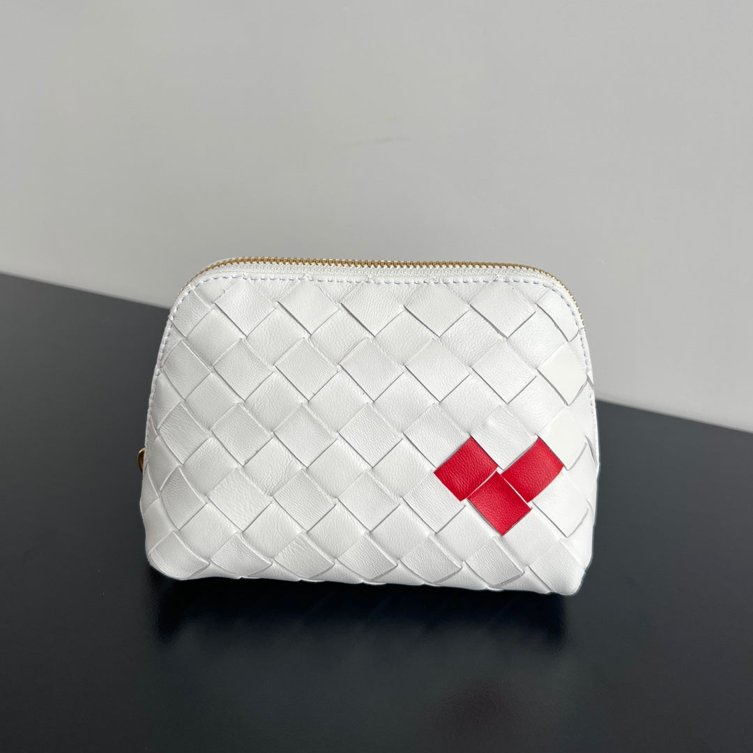 INTRECCIATO 16 BAG IN WHITE MIX RED LAMBSKIN