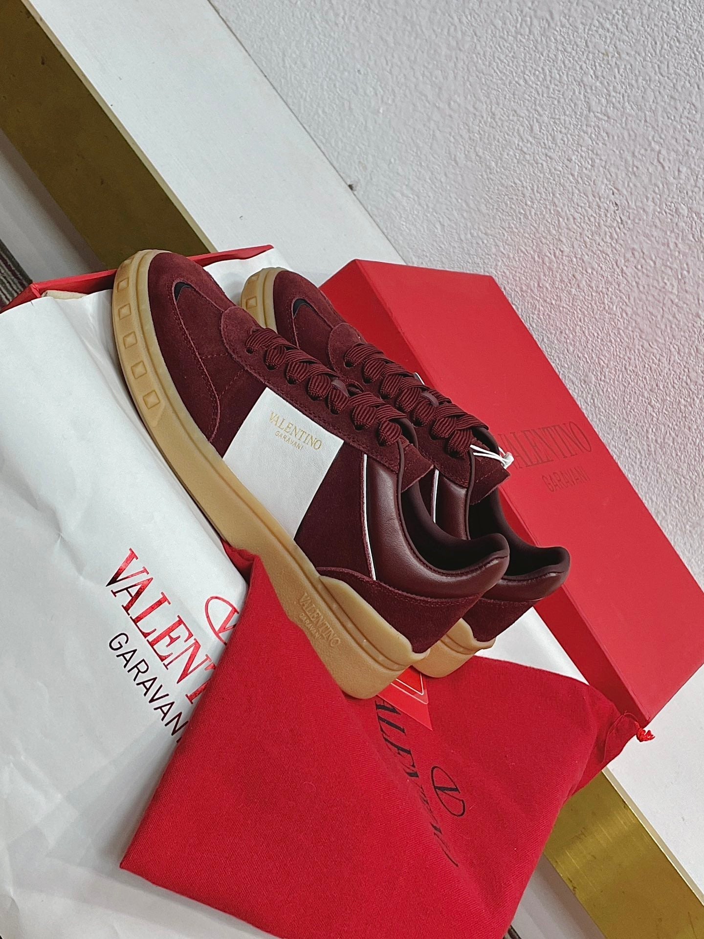 UPVILLAGE LOW TOP SNEAKER IN GARNET RED SUEDE