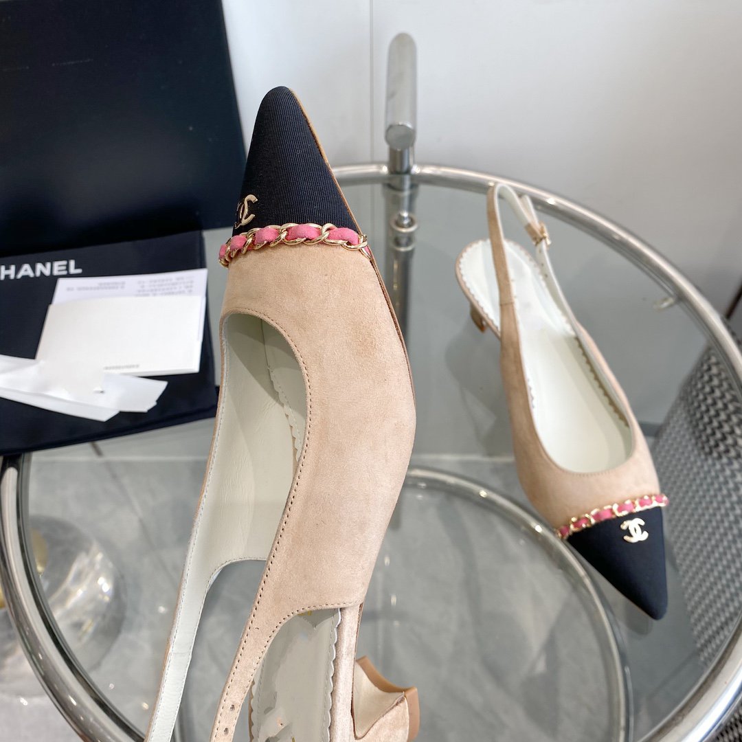 slingbacks pumps 45 beige velvet black grosgrain