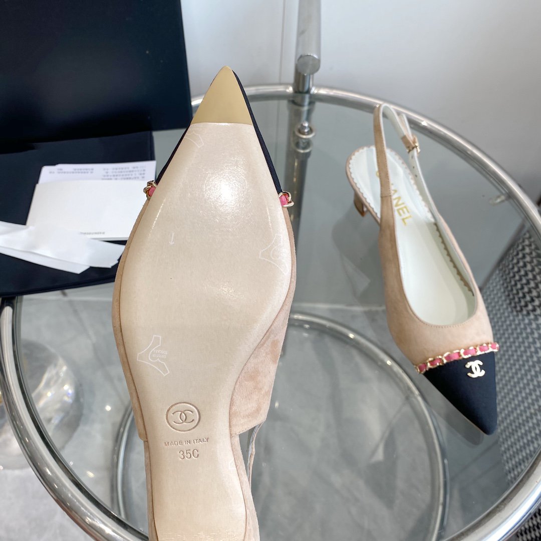 slingbacks pumps 45 beige velvet black grosgrain