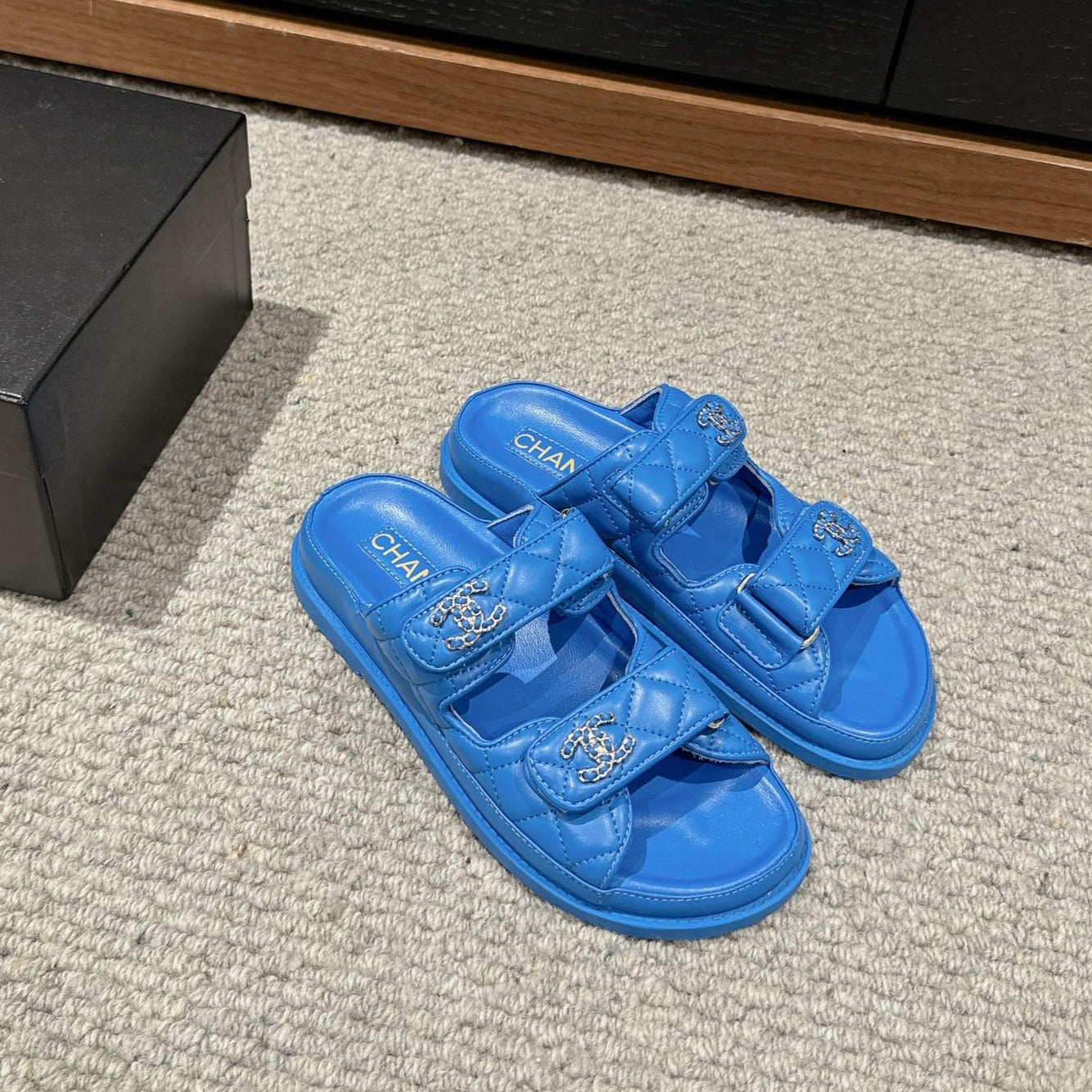 cc dad sandal mule azure blue calfksin