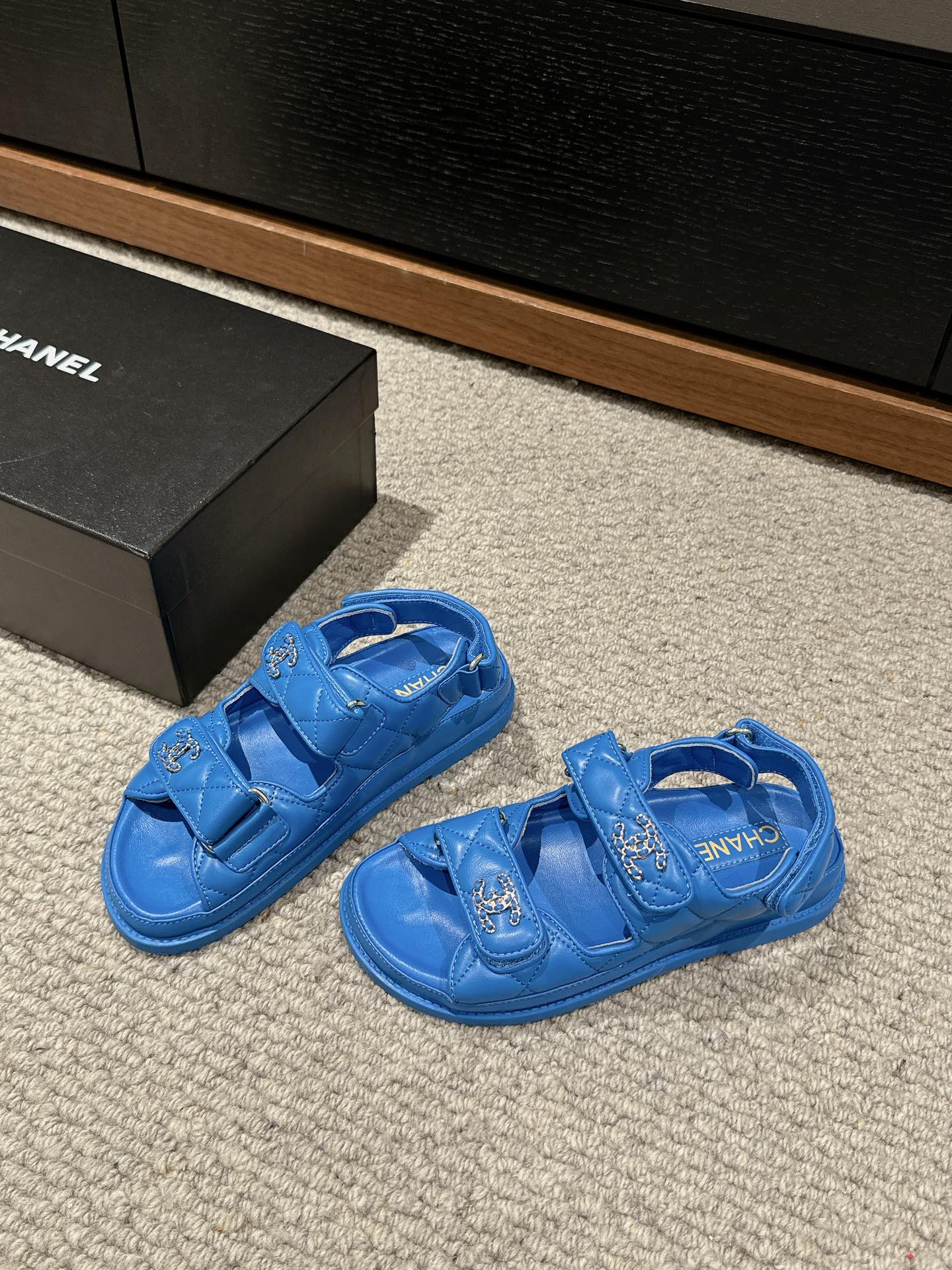 cc dad sandal mule azure blue calfksin