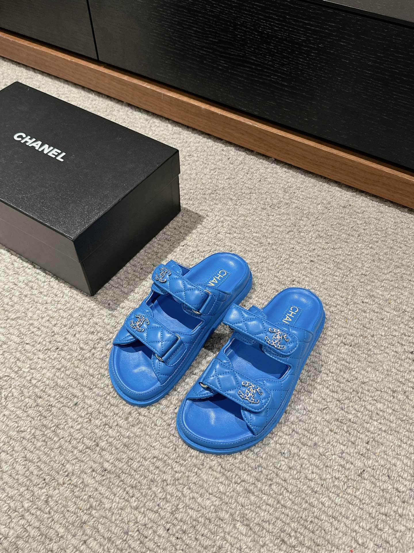 cc dad sandal mule azure blue calfksin