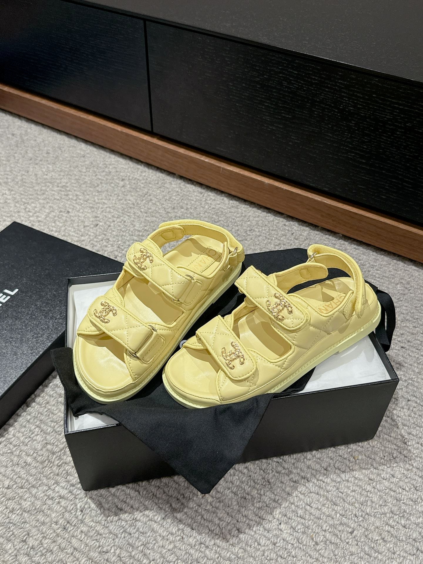 cc dad sandal mule pastel yellow calfksin