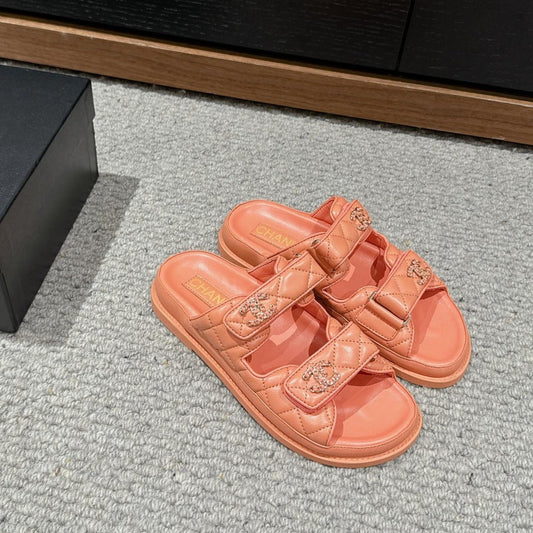 cc dad sandal mule pink orange calfskin