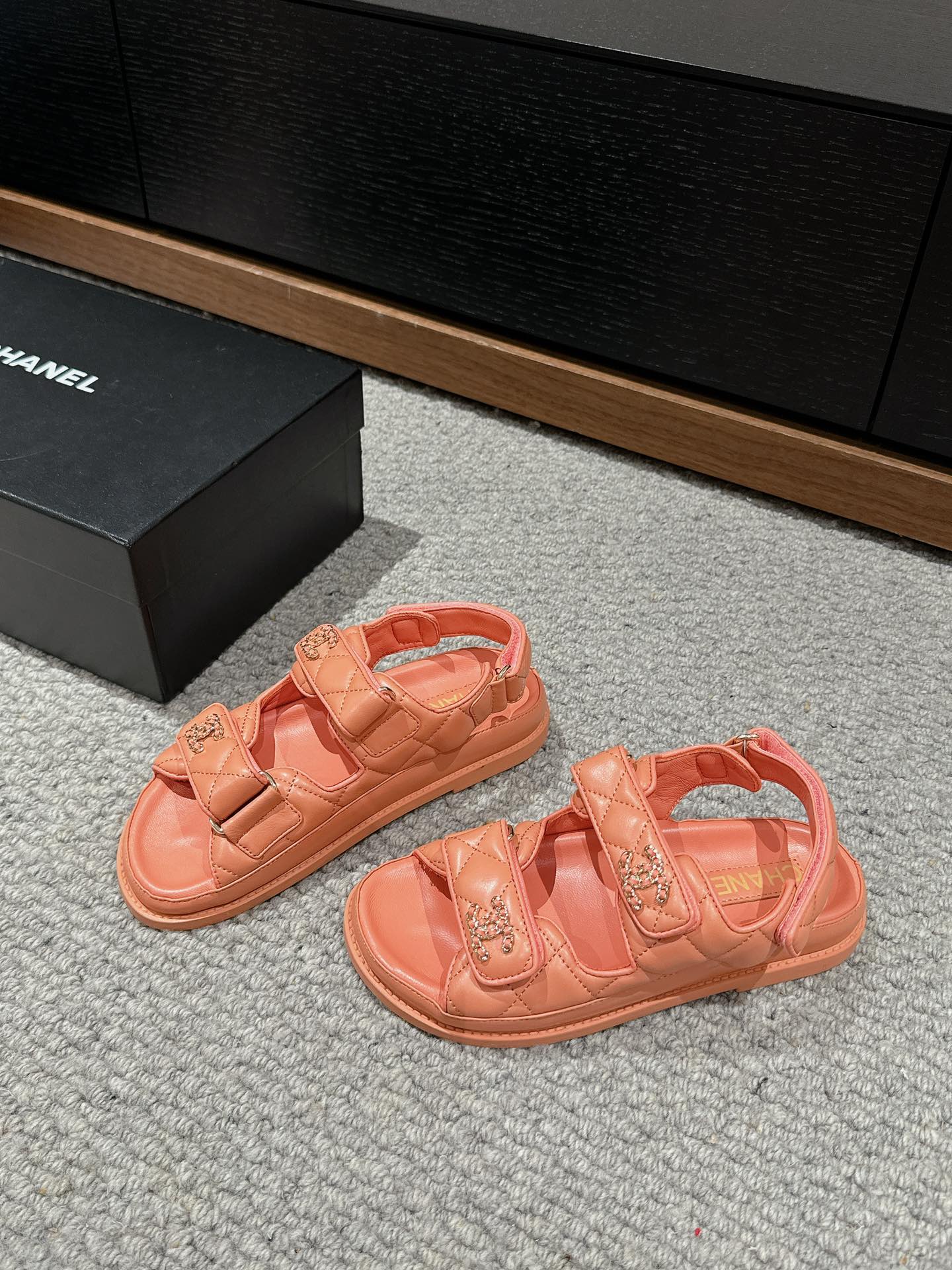 cc dad sandal mule pink orange calfskin