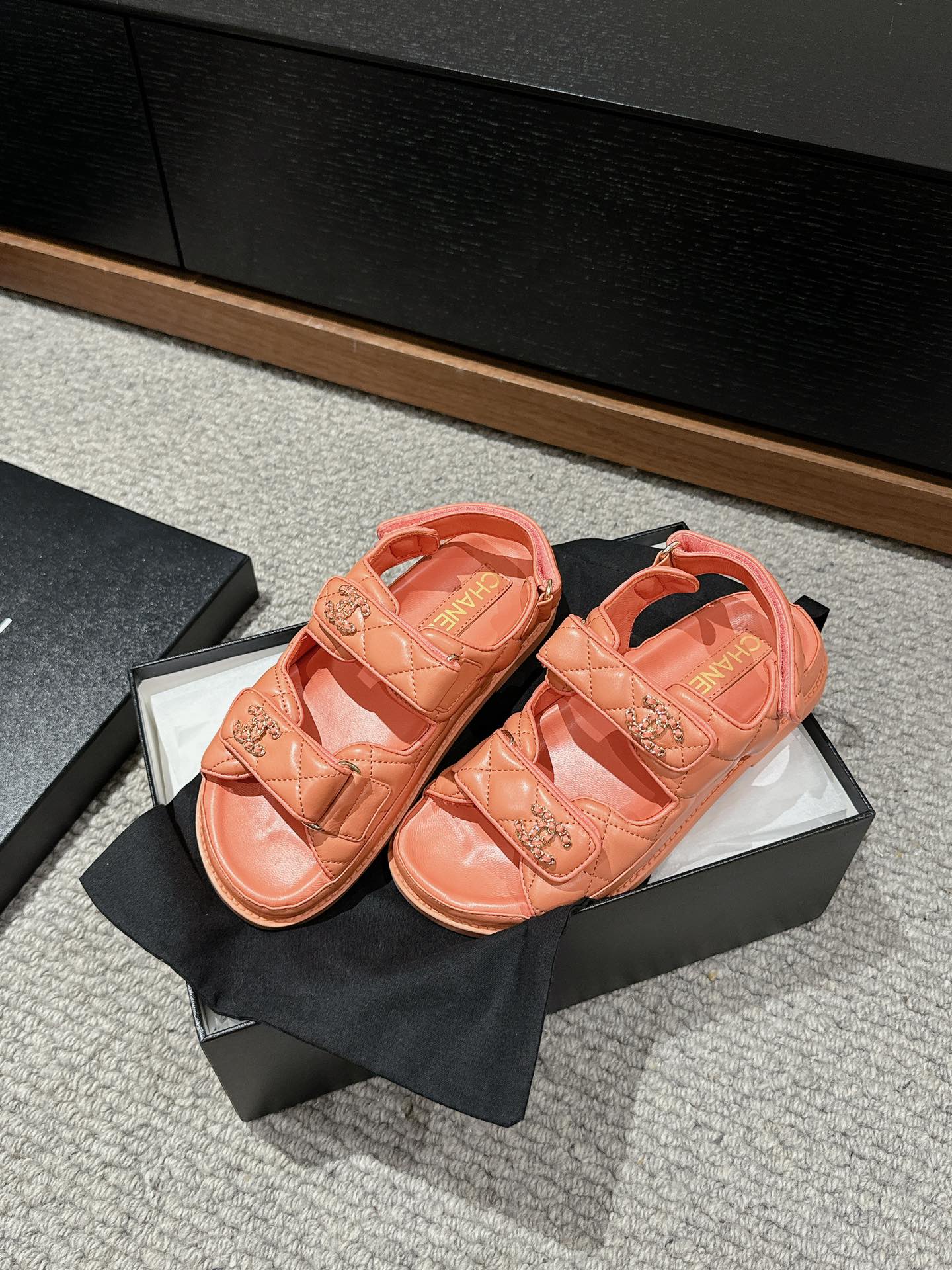 cc dad sandal mule pink orange calfskin