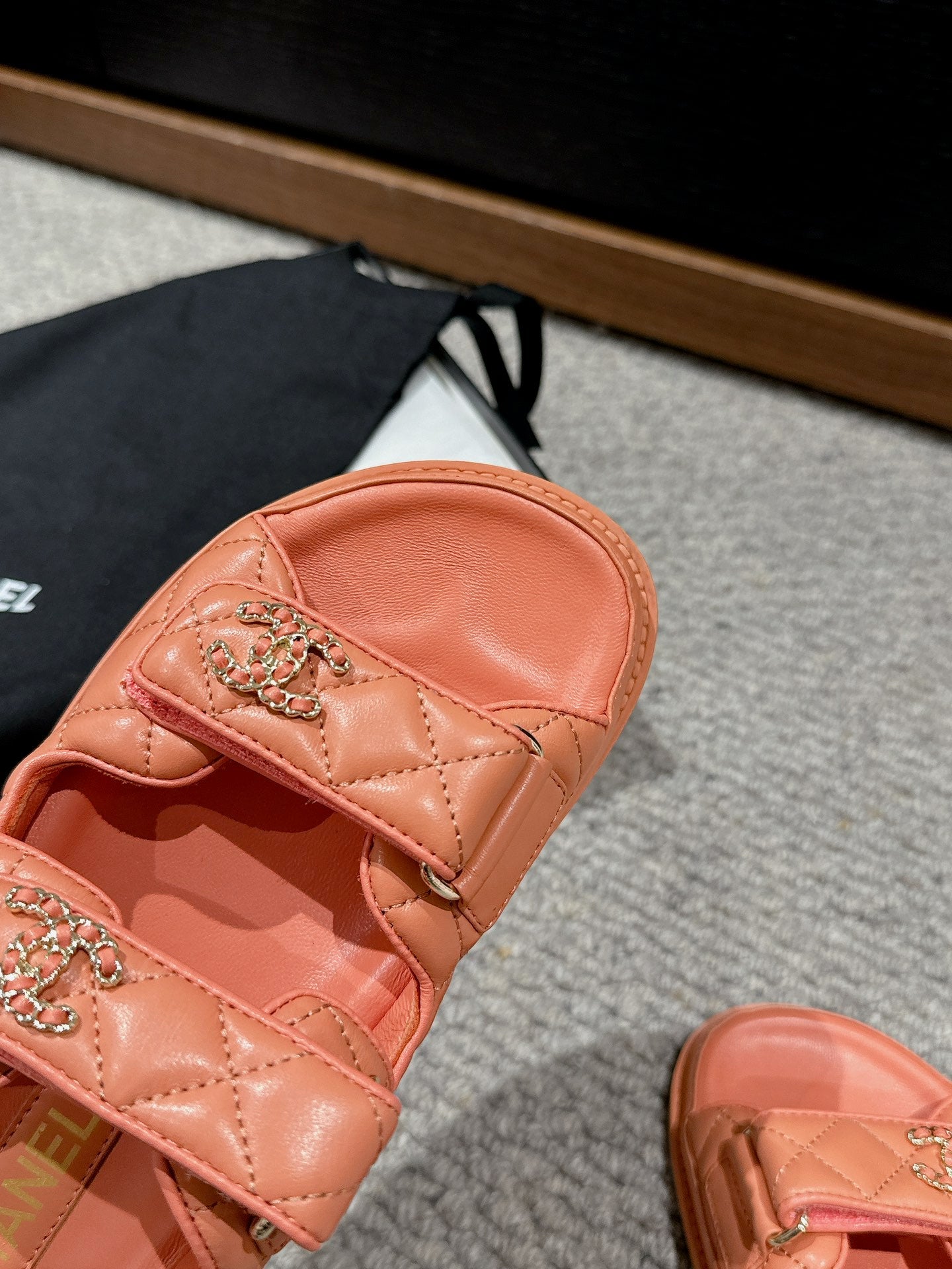 cc dad sandal mule pink orange calfskin