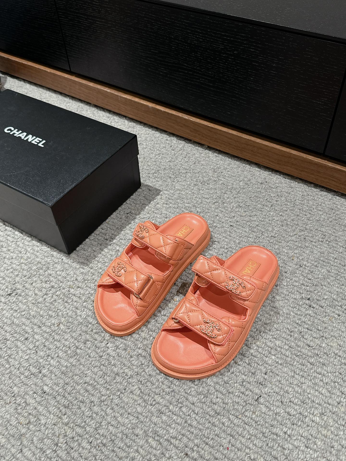 cc dad sandal mule pink orange calfskin