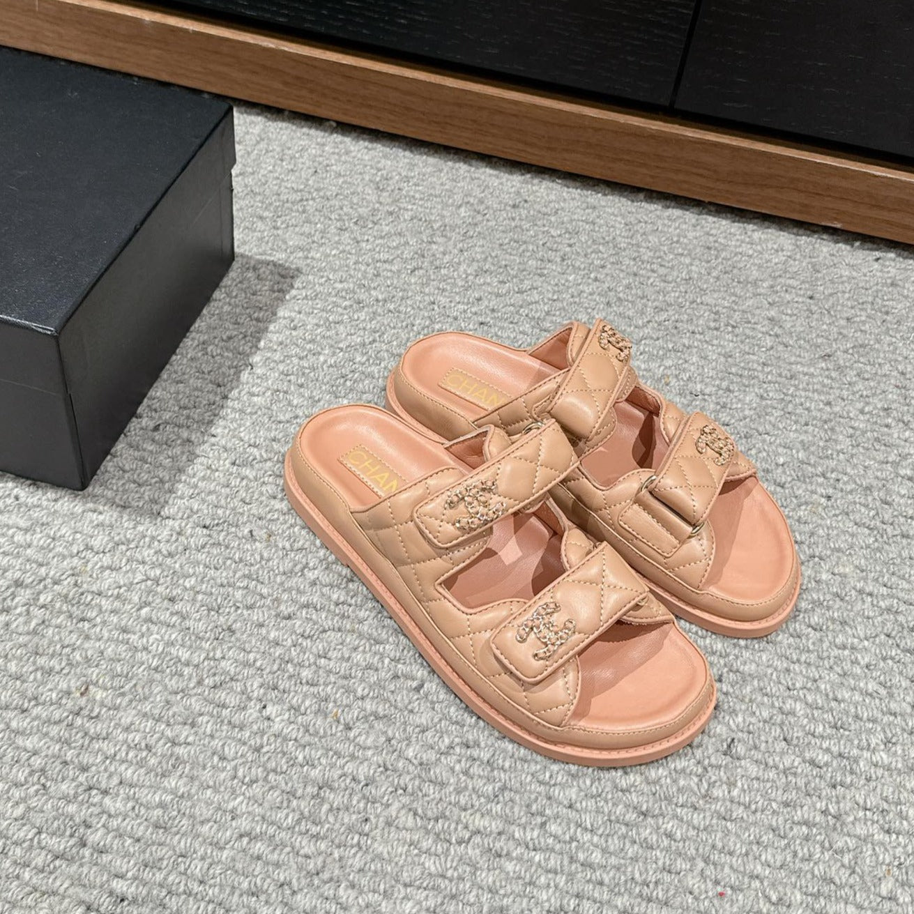 cc dad sandal mule peach calfskin