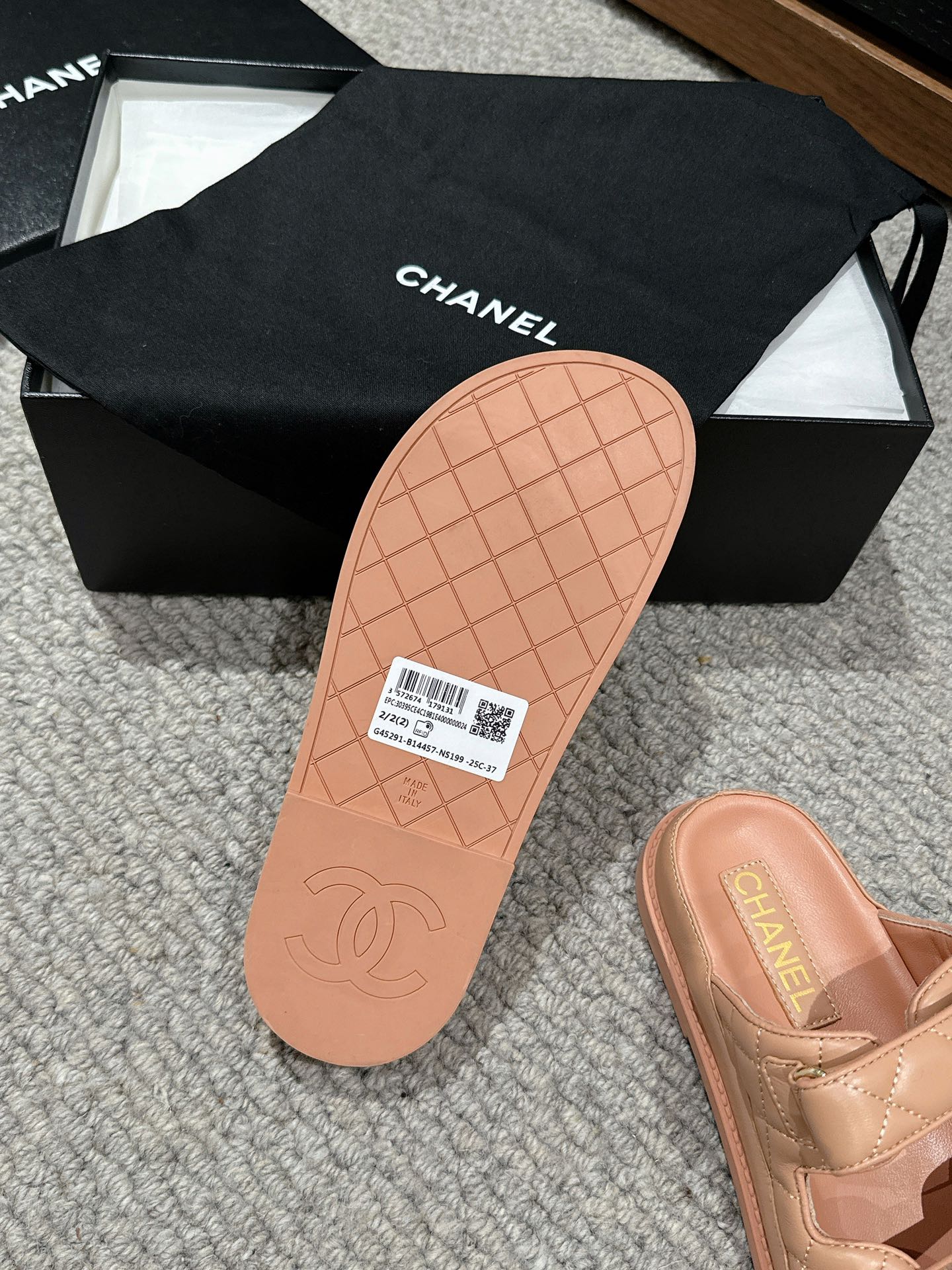 cc dad sandal mule peach calfskin