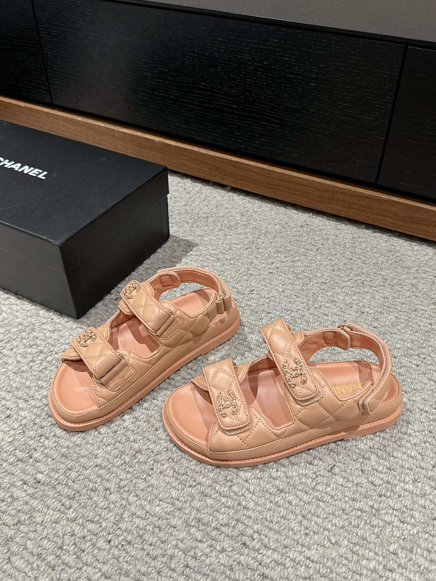 cc dad sandal mule peach calfskin