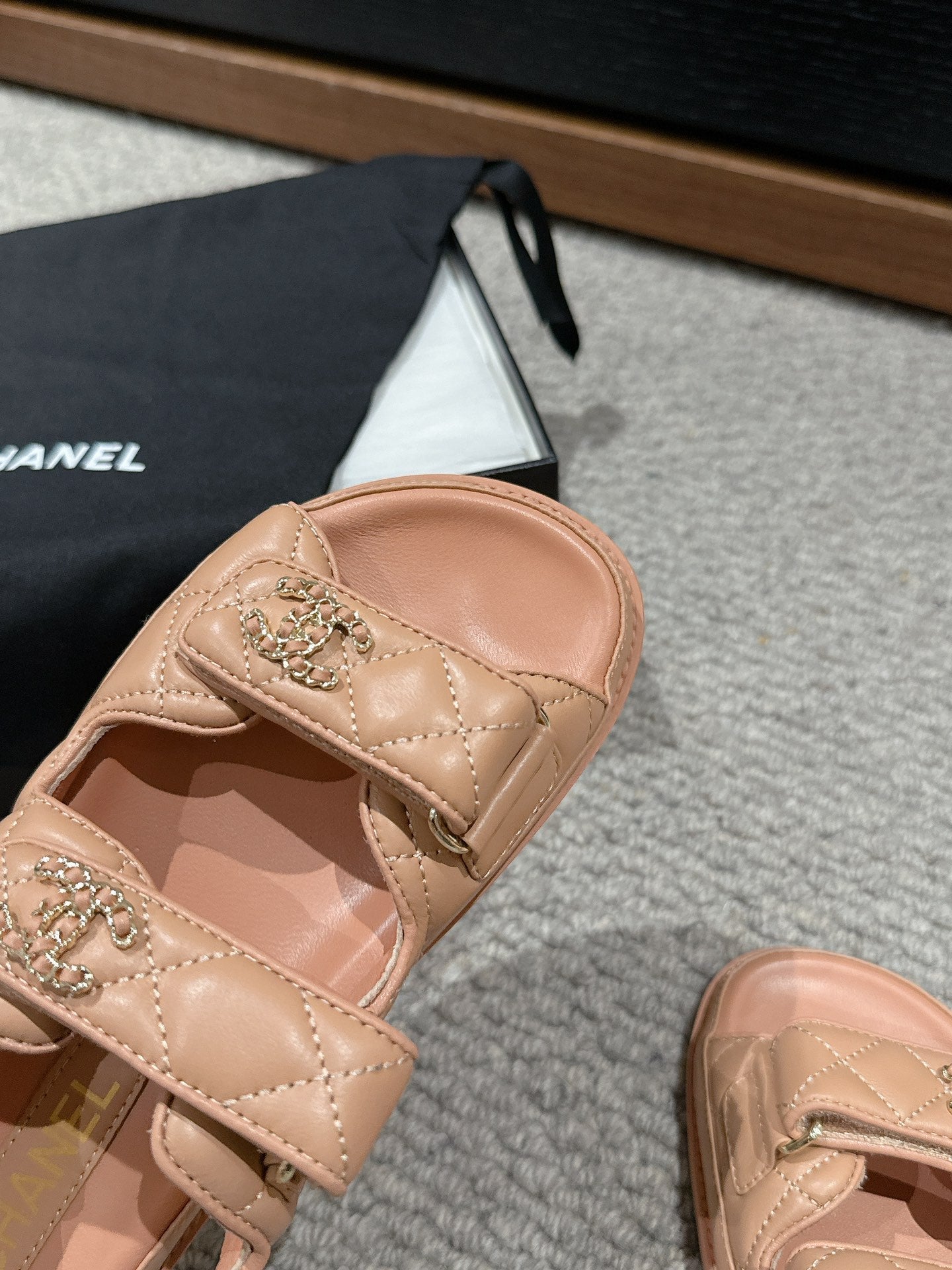 cc dad sandal mule peach calfskin