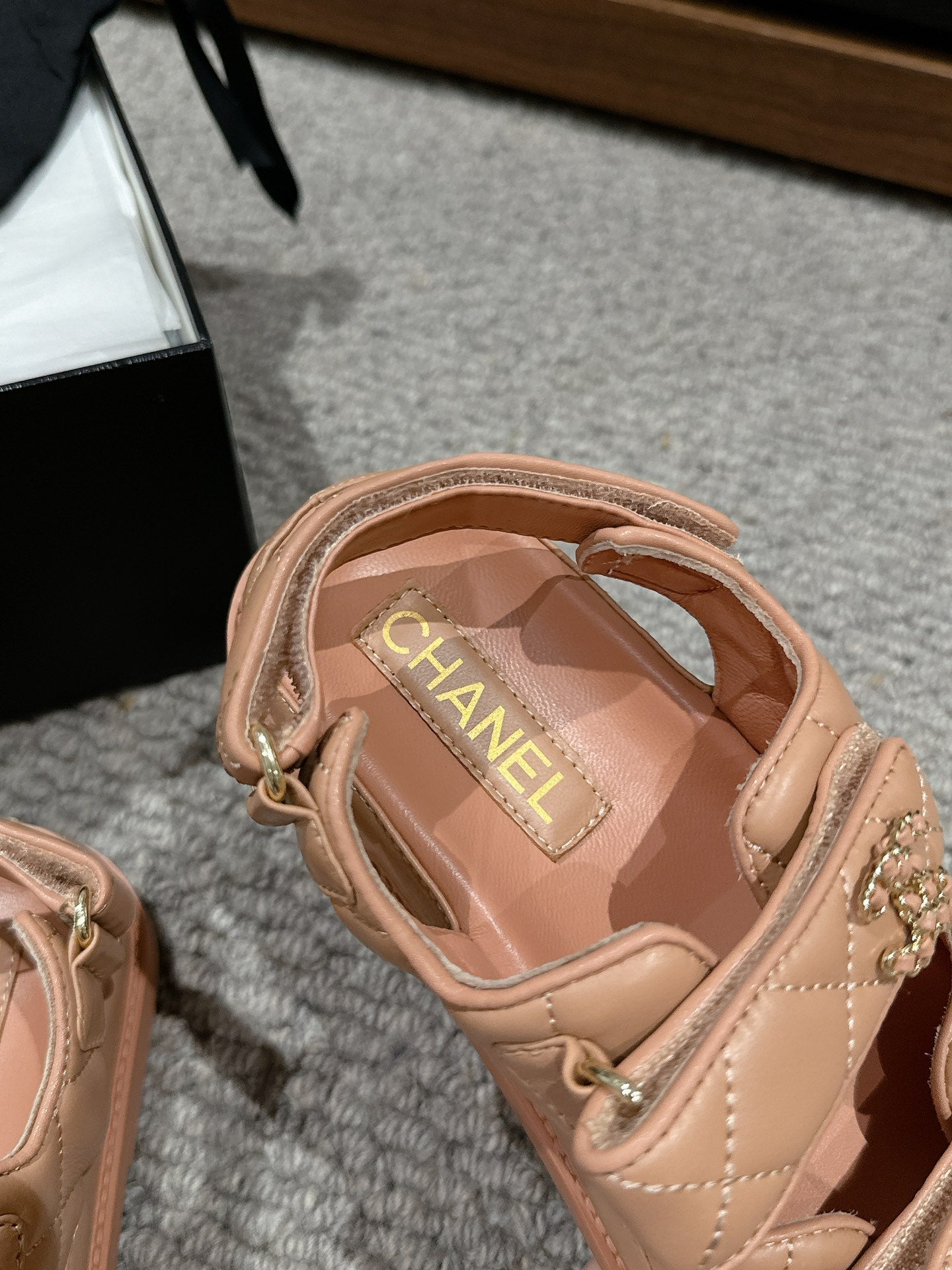 cc dad sandal mule peach calfskin