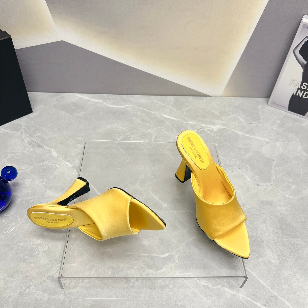 SL GOLDIE MULES LEMON SATIN