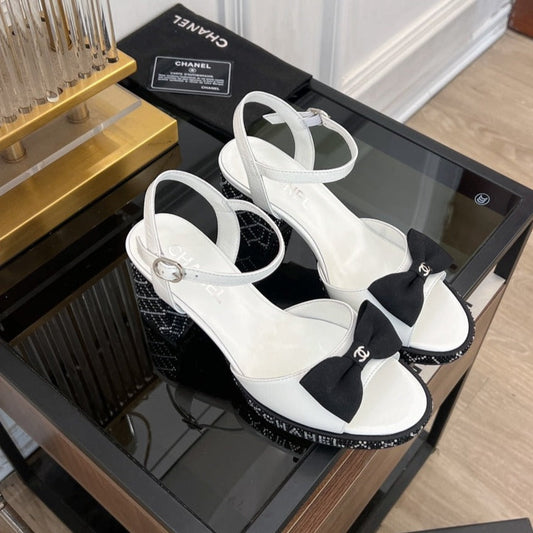 slingbacks sandal 75 black bow white lambskin