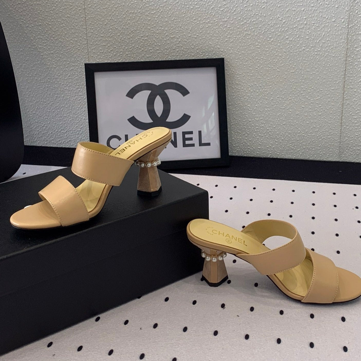 mule sandal 70 beige velvet lambskin