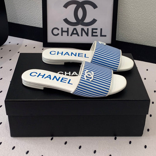 mule sandal striped blue white