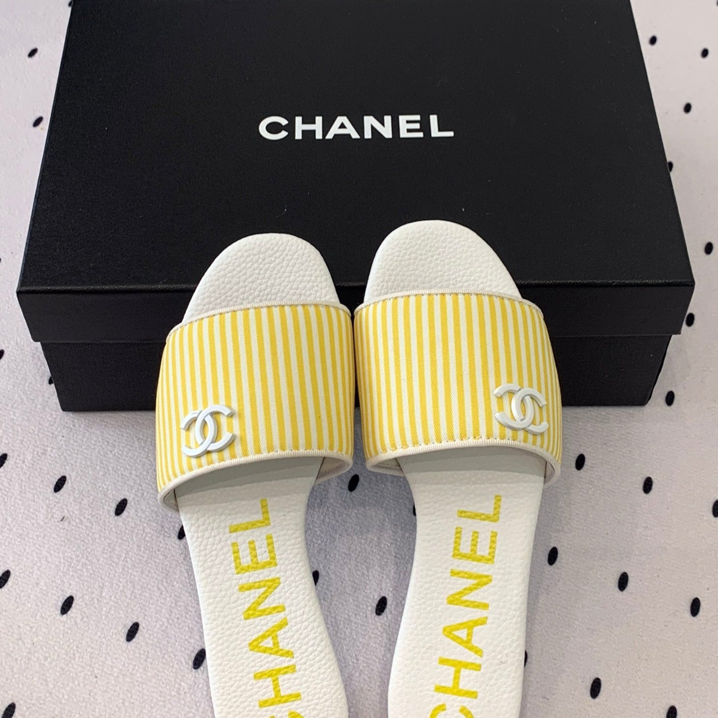 mule sandal striped yellow white