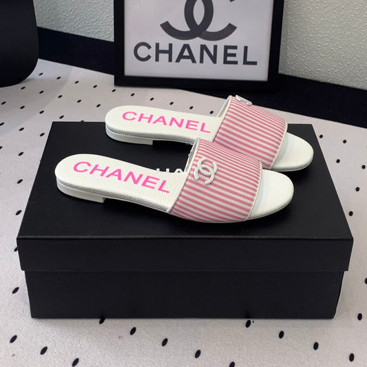 mule sandal striped pink white