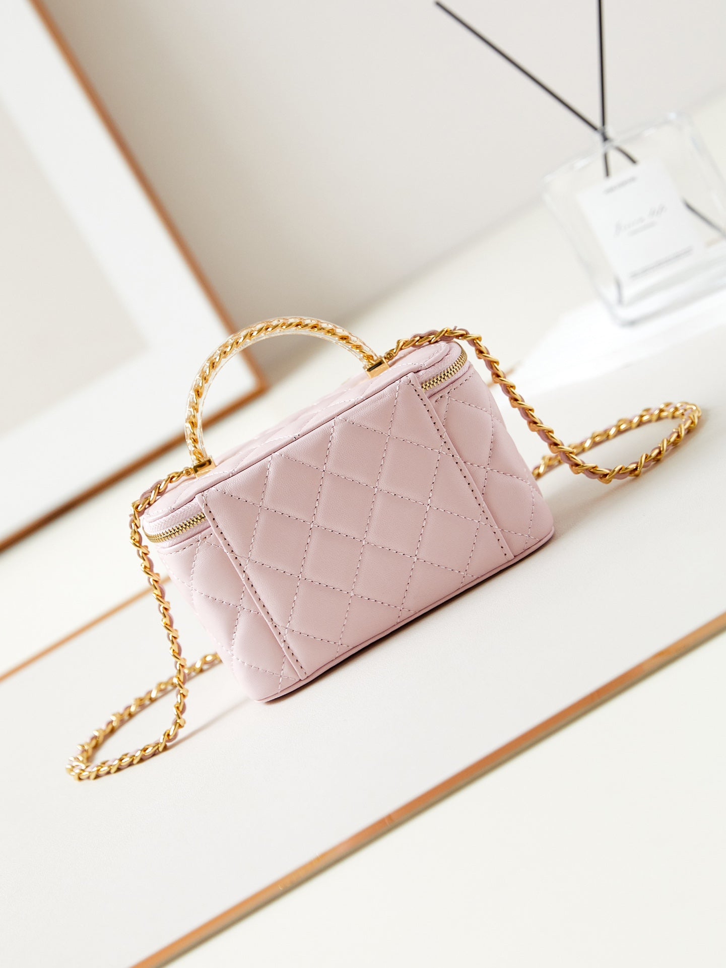 24a vanity 17cm light pink lambskin gold hardware