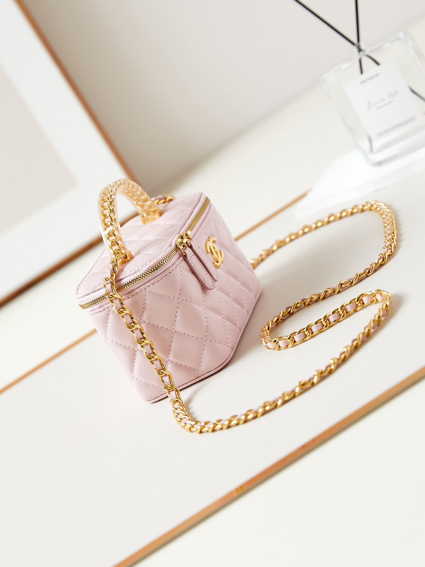 24a vanity 17cm light pink lambskin gold hardware