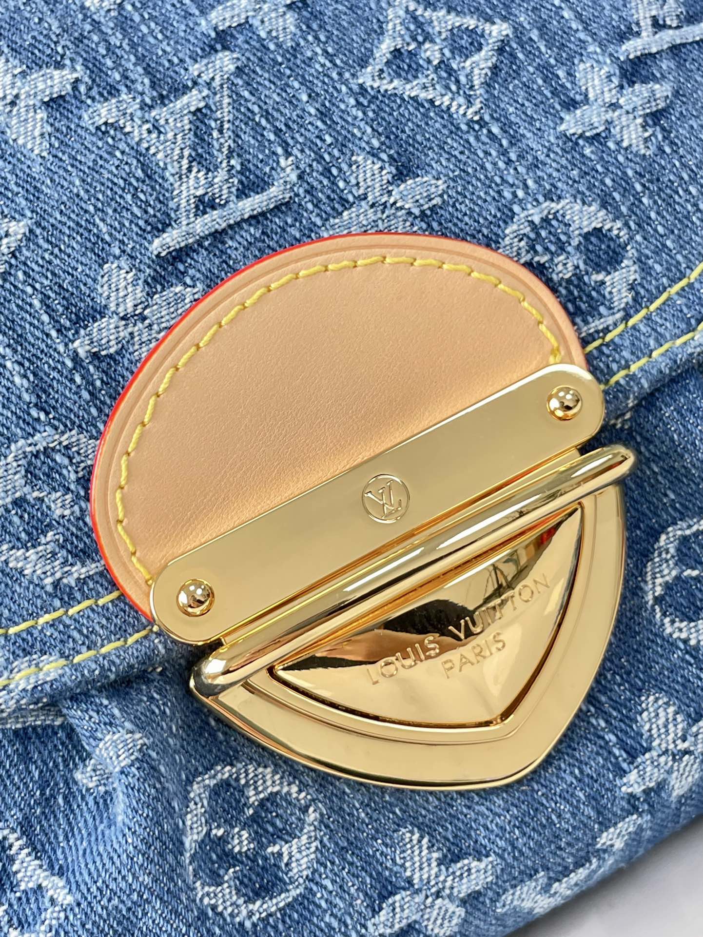 SUNSET 27 IN BLUE MONOGRAM DENIM GOLD BUCKLE