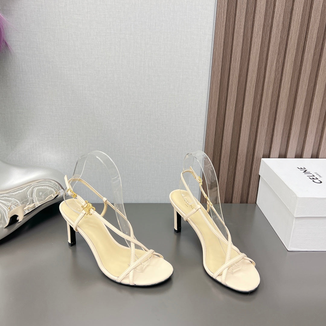 Summer High Heel Sandals Yellow Cream