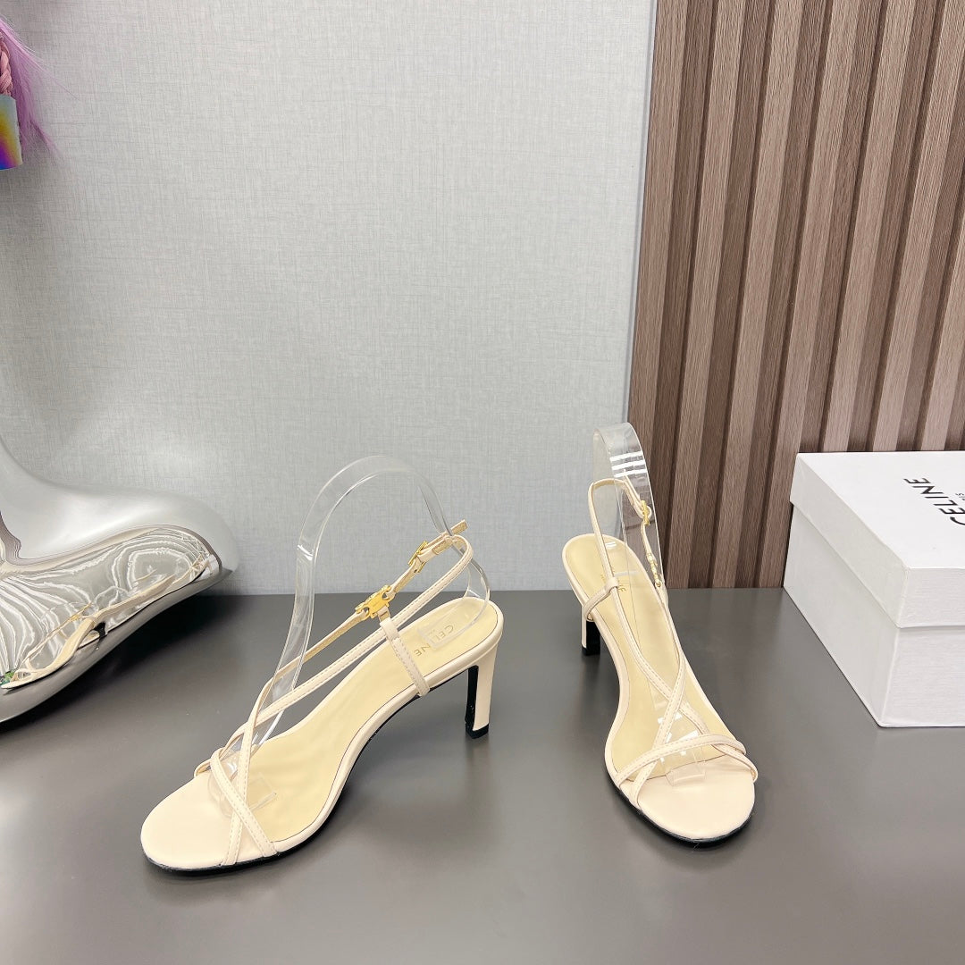 Summer High Heel Sandals Yellow Cream